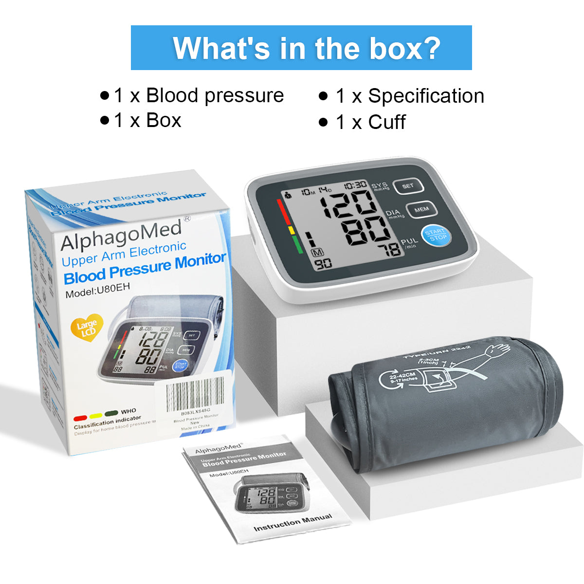 URION U80EH LCD Digital Upper Arm Blood Pressure Monitor